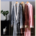 Warm for Winter Micro flannel  nightwear  Men Shawl Collar robe with fur front Couples bath robe